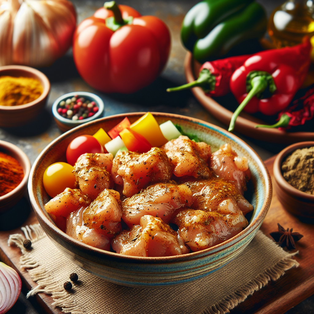 Marine edilmiş tavuk